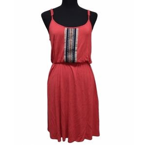 Pink Rose jersey knit dress with embroidered front